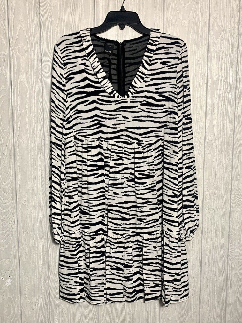 Pinko Utopia Zebra Stripe Black White Dress Size 40 (US 4) NWT